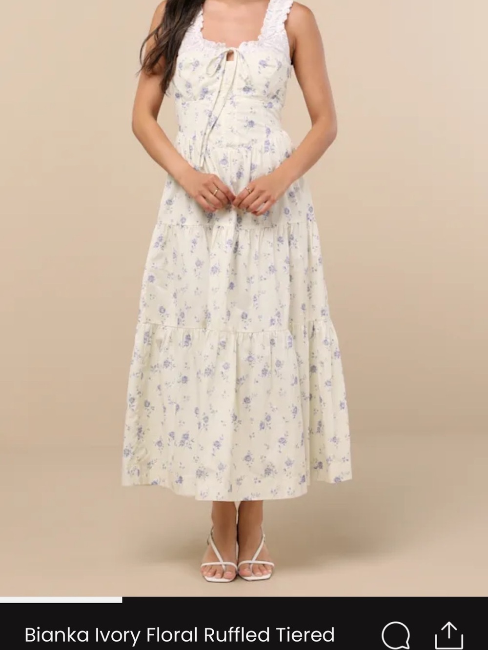 Lulu's Ivory Maxi Dress with Lavender Floral Print